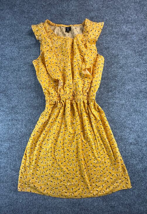 City Streets Dresses & Skirts - City Streets Women's Small Yellow Floral Ruffle Sleeve Dress Cotton Boho